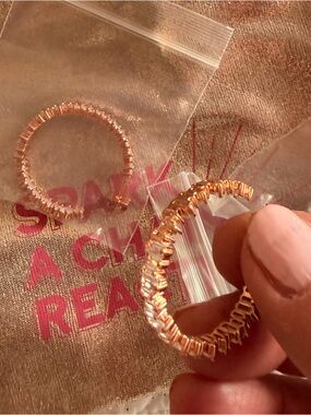 Rose Gold Textured Hoop Earrings - medium sized